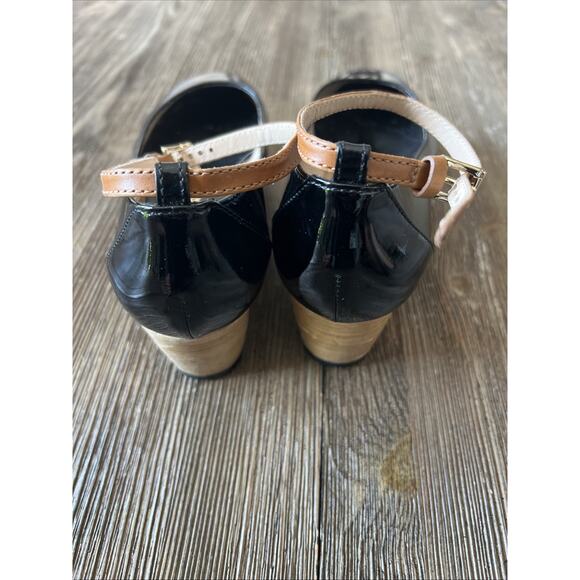 Tod's womens us 5 Black Patent Leather Ankle Strap Platform Wedge Pumps Sz 35.5 - Picture 3 of 14